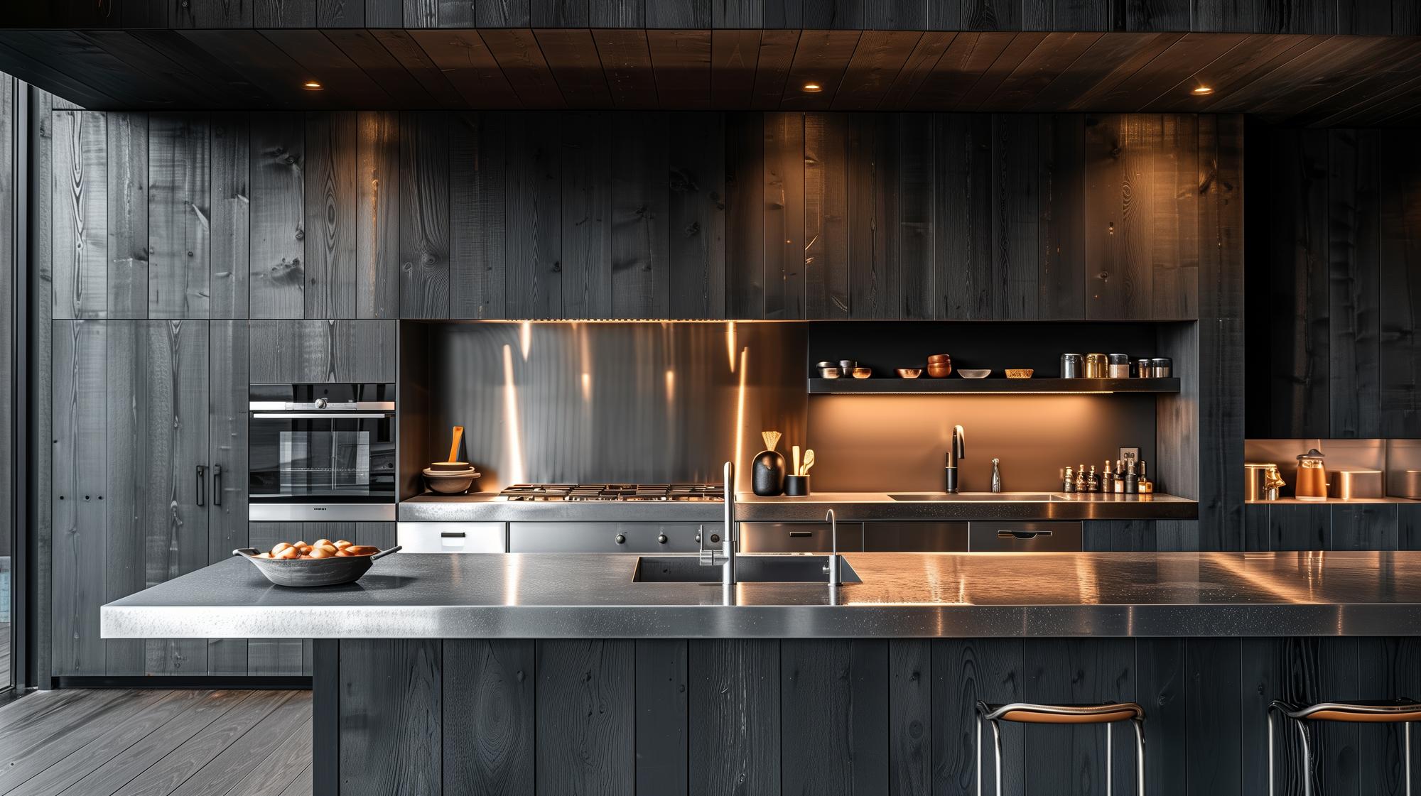 modern kitchen interior with workstations